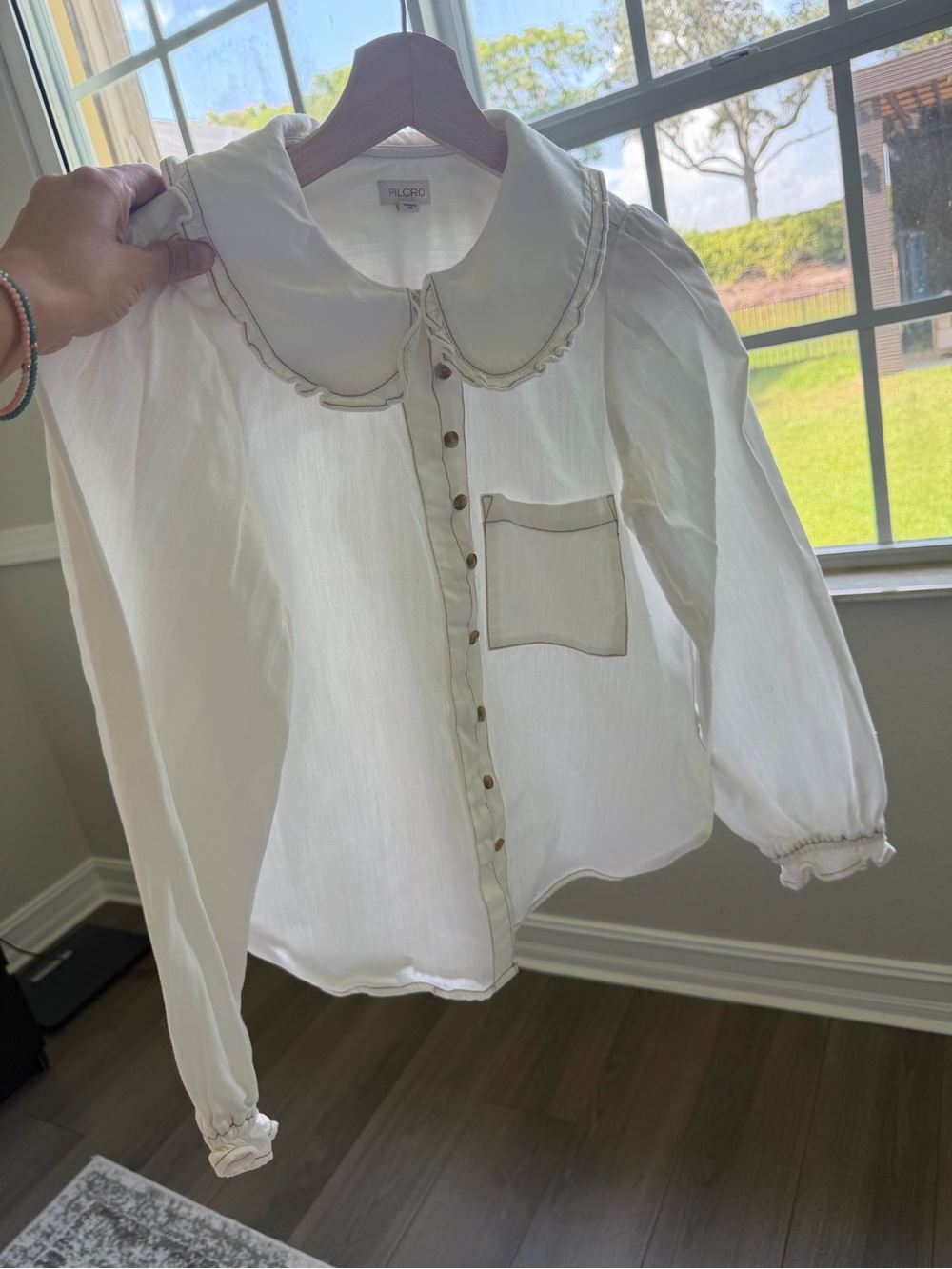 Pilcro Keira Denim Long-Sleeve Blouse by Anthropologie | Size: XS - Picture 7 of 10